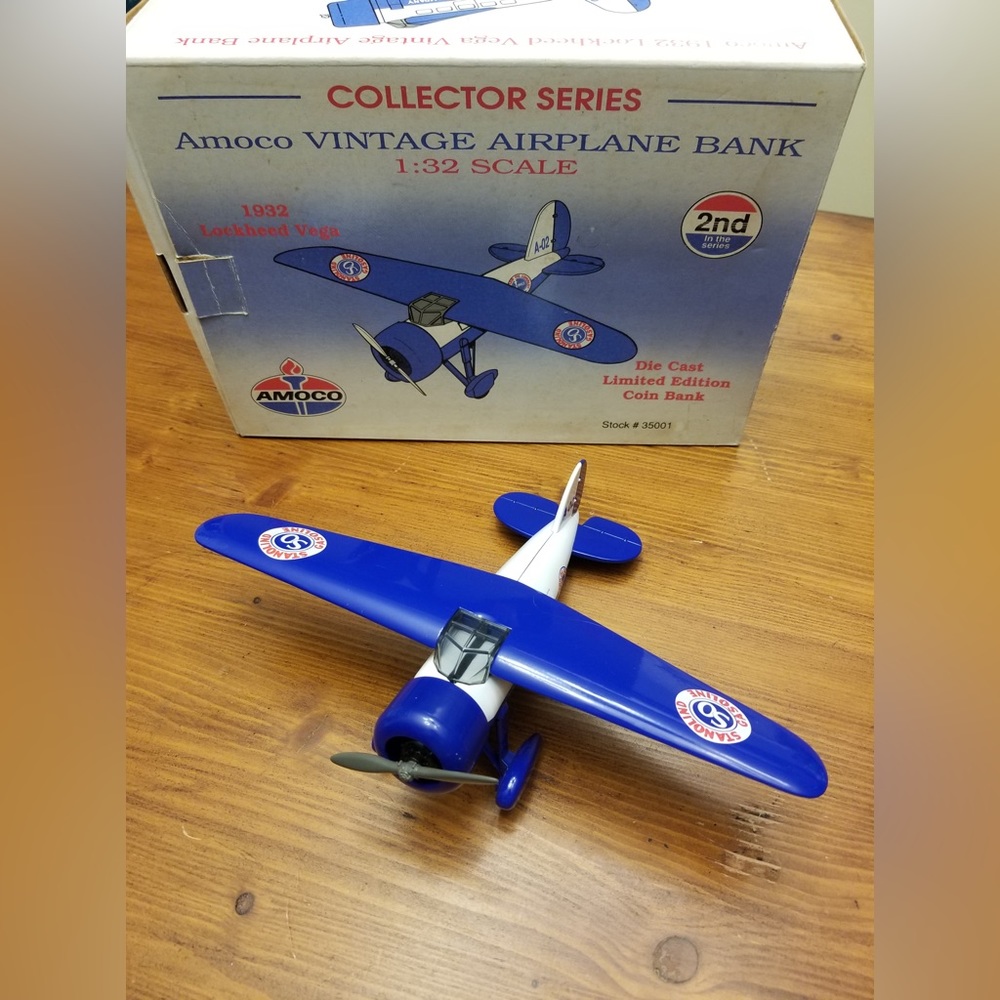 Vintage 1992 Amoco Die Cast Airplane Bank NIB